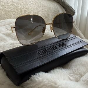 Dior Gold Frame Sunglasses with Gray Gradient Lenses